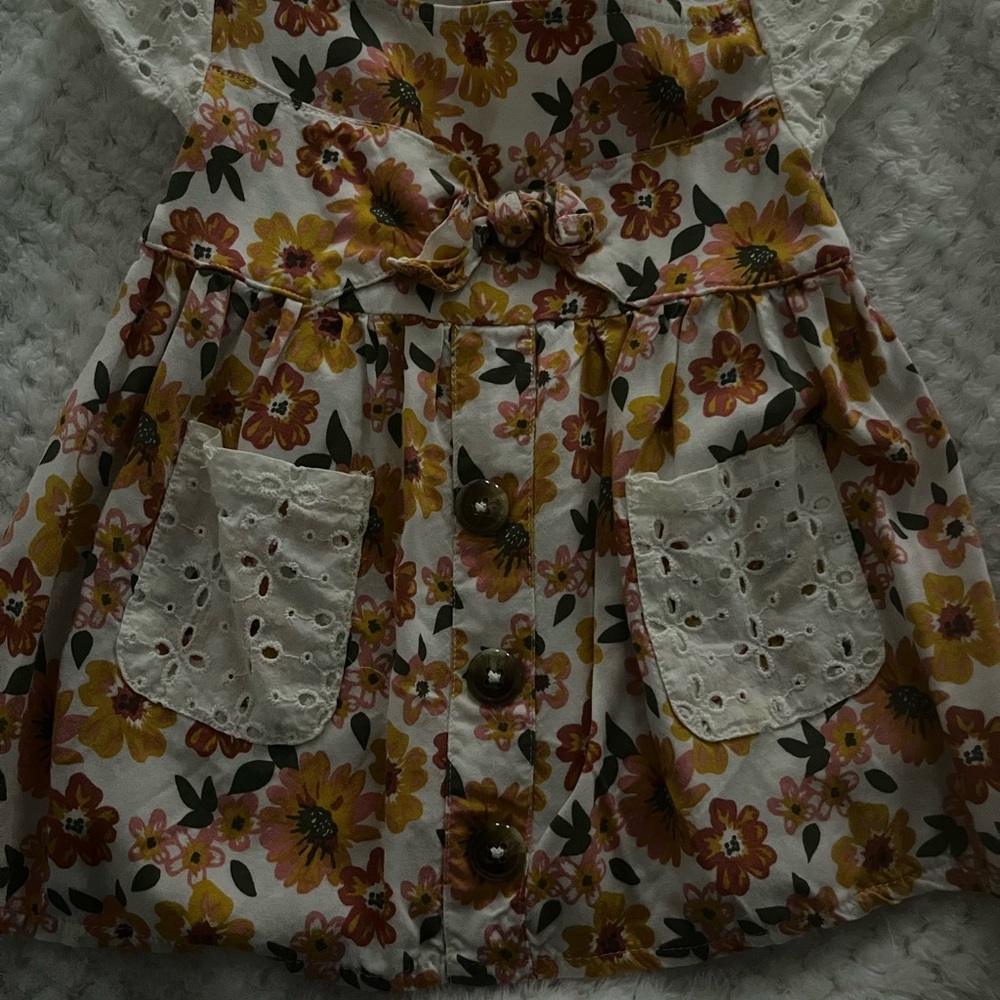 Floral Button-Down Dress with Lace Pockets